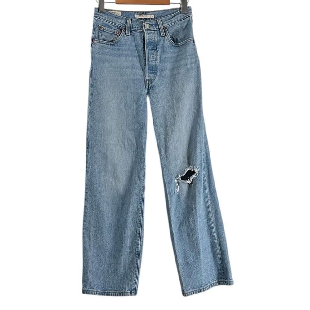 Levi's Ribcage Straight Jeans y2k 90's blue jeans distressed preppy luxury sz 26